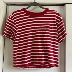 Madewell Red and White Striped Short Sleeve Tee